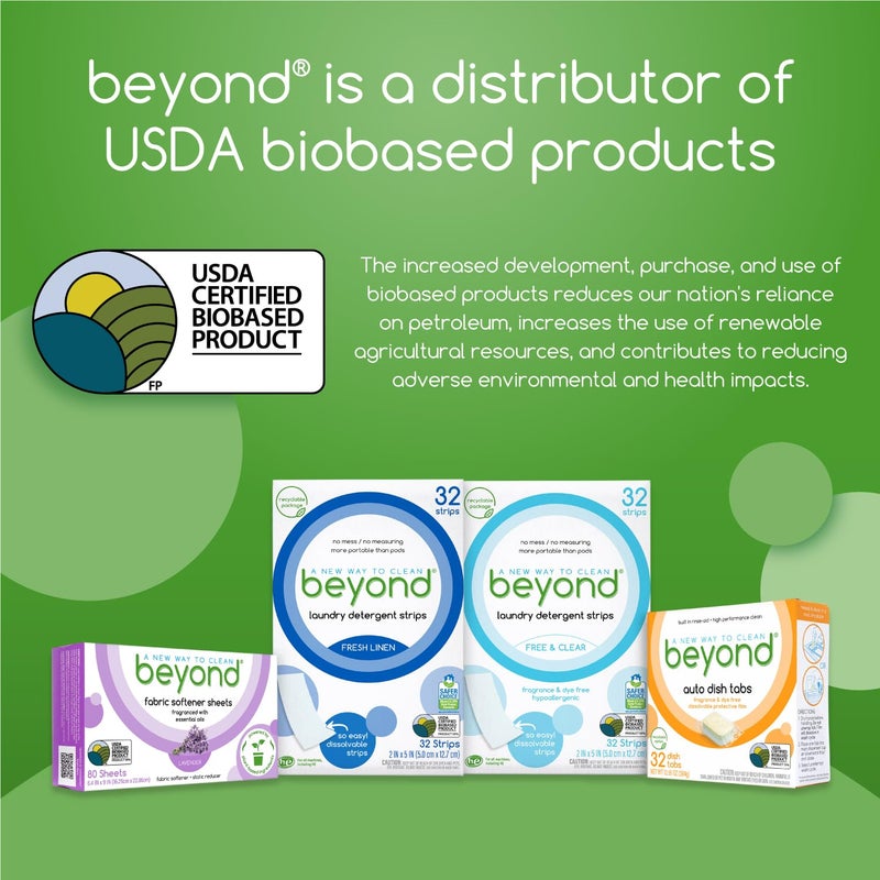 Beyond Laundry Detergent Strips [32 strips] - Fresh Linen - Eco-friendly, Hypoallergenic. Travel friendly. Dissolvable Strips. - Image 3